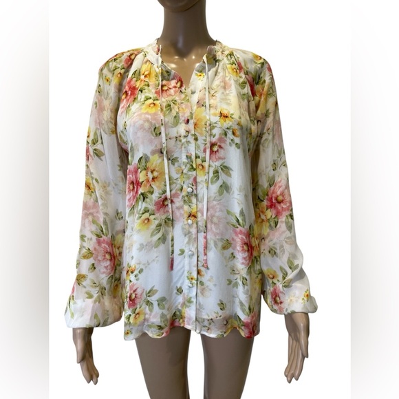 YUMI KIM Sundown Blouse in New Day Ivory Floral Multicolor size S - Picture 6 of 6